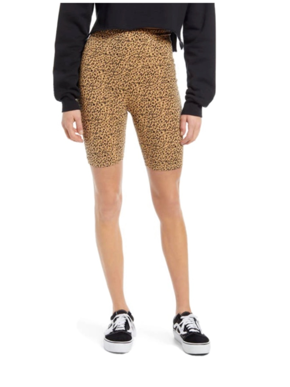 NWT BP Bike Shorts Women High Waist Tan Sketched Animal High Rise Cheetah